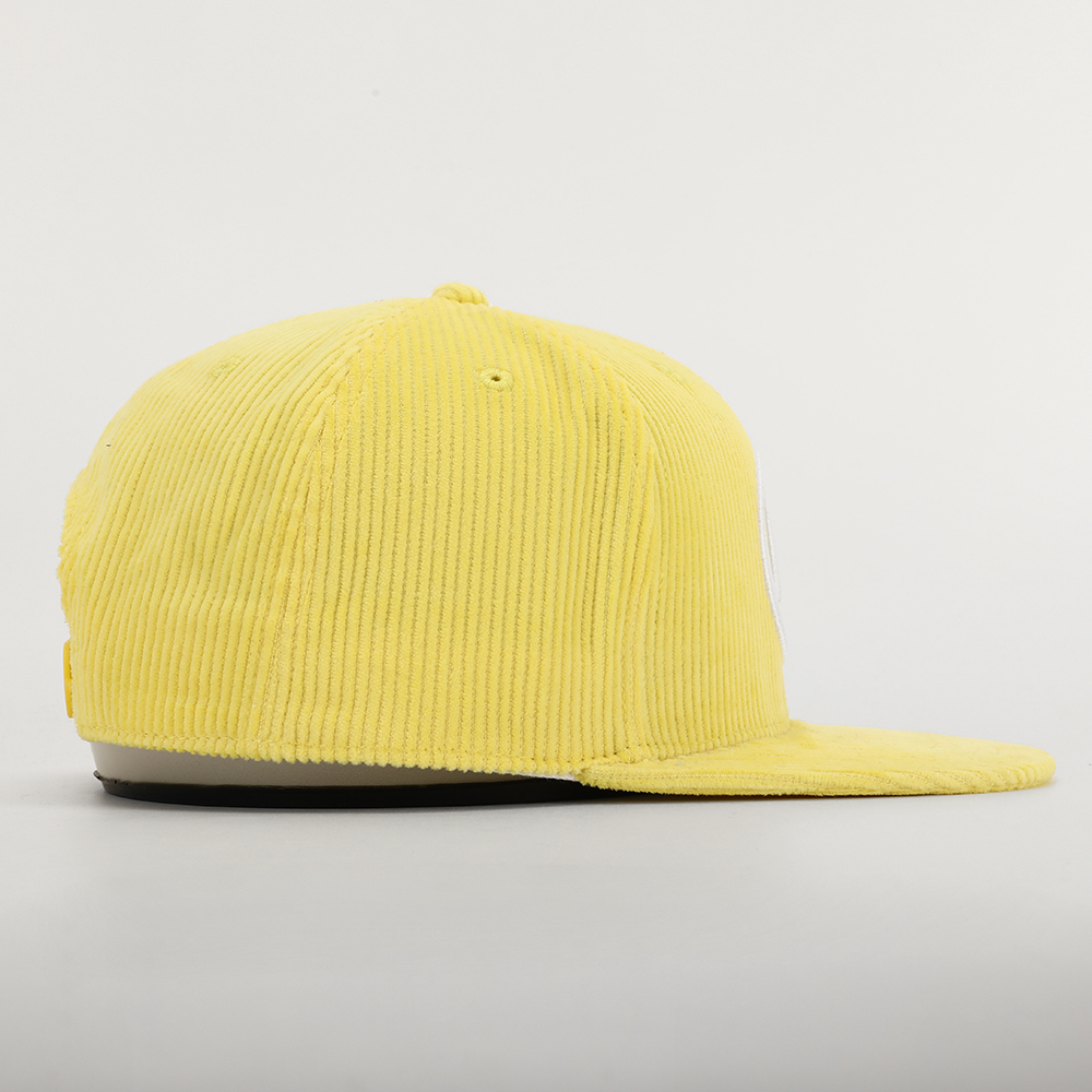 Colorful Corduroy Snapback Cap with Embroidered Circle M Logo