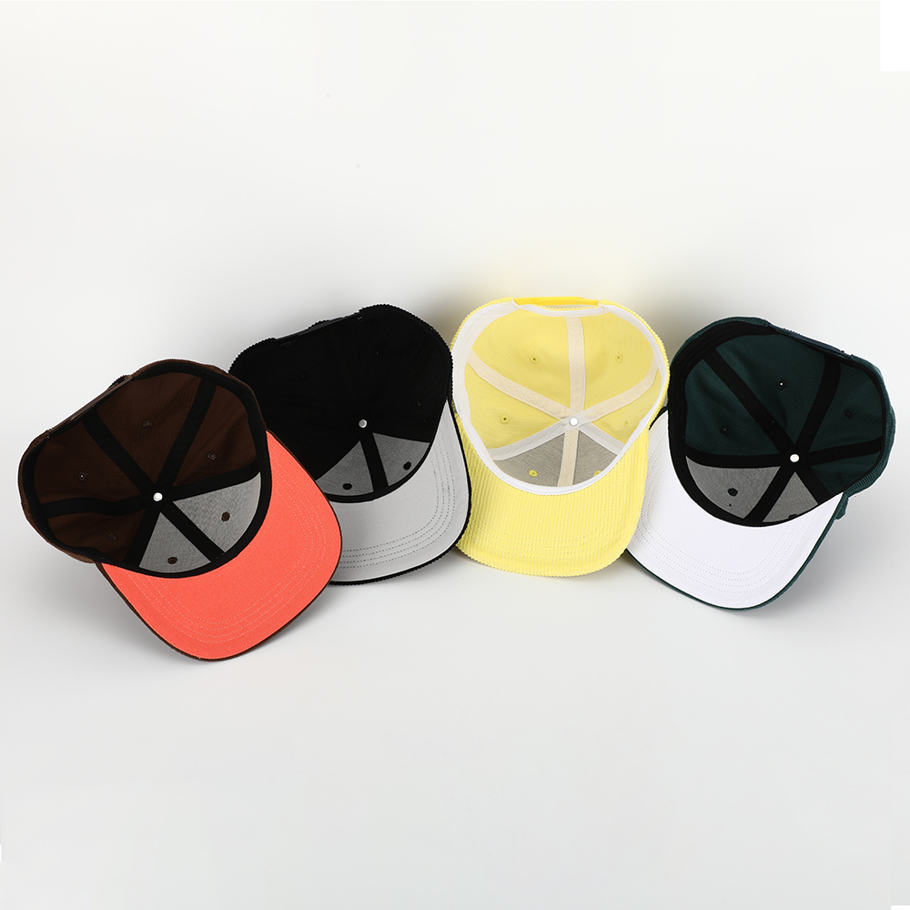 Colorful Corduroy Snapback Cap with Embroidered Circle M Logo