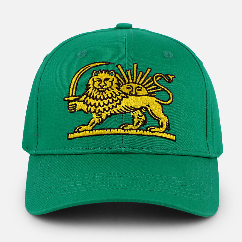 Green Lion Embroidered 6 Panel Cotton Baseball Cap