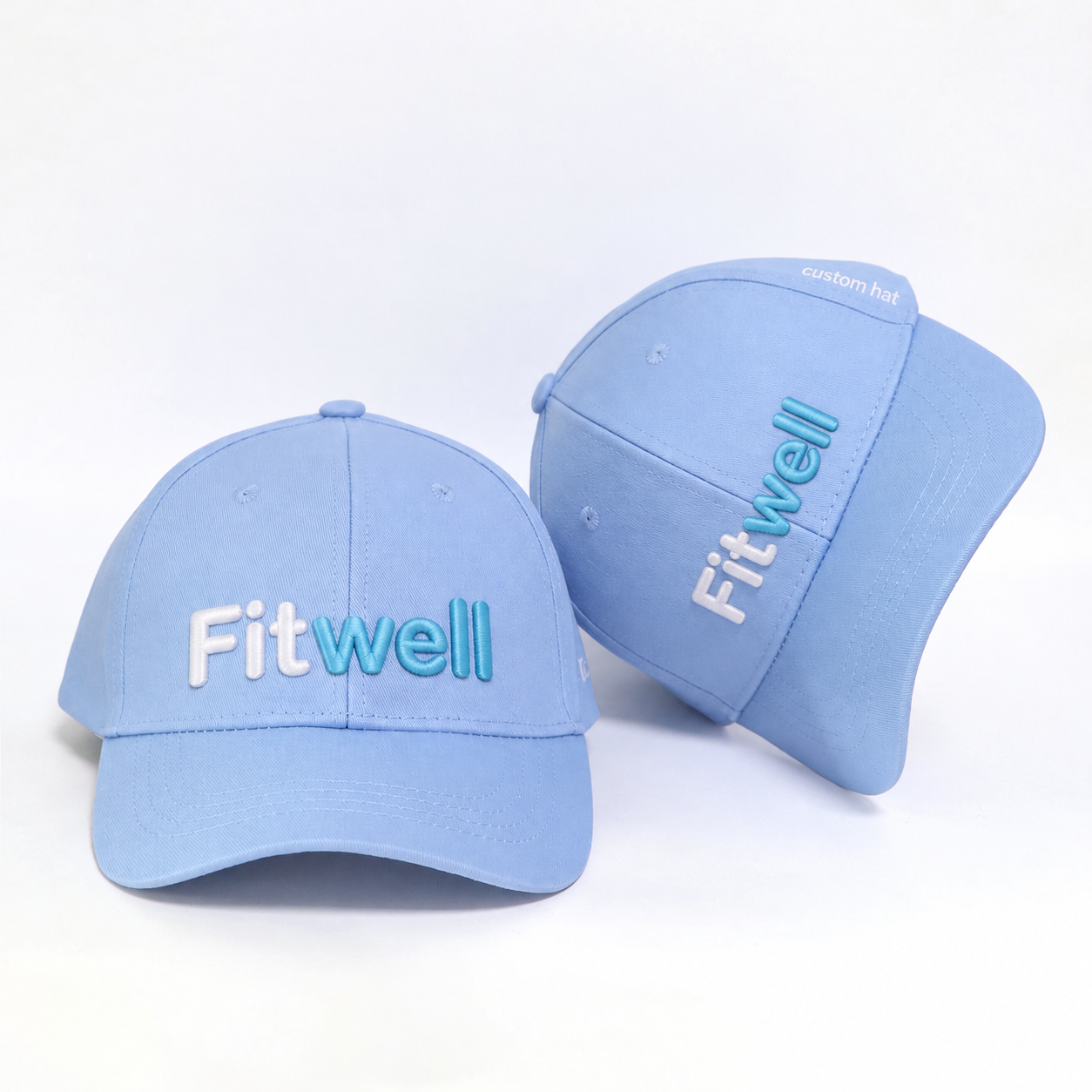 Light Blue Six Panel Cotton Baseball Cap with 3D Embroidered Earthlight Logo
