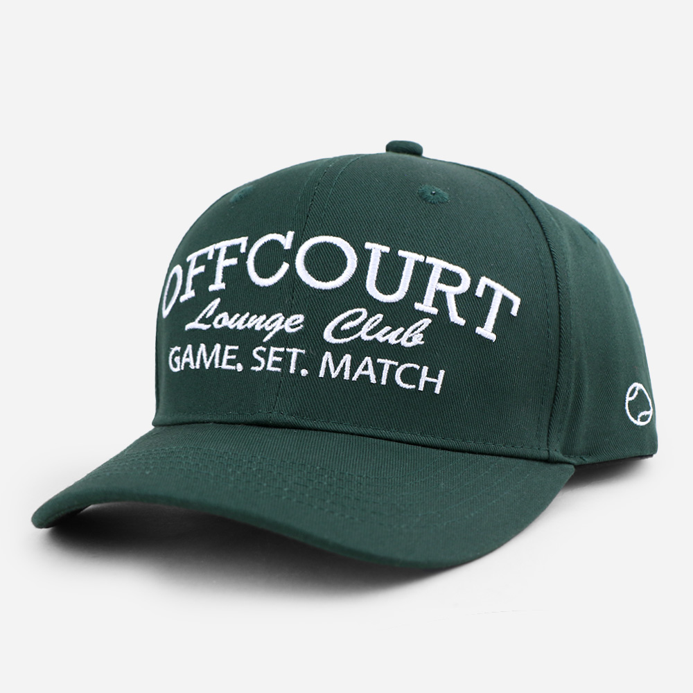 Forest Green Offcourt Lounge Club Tennis Slogan Embroidered 6-Panel Cap