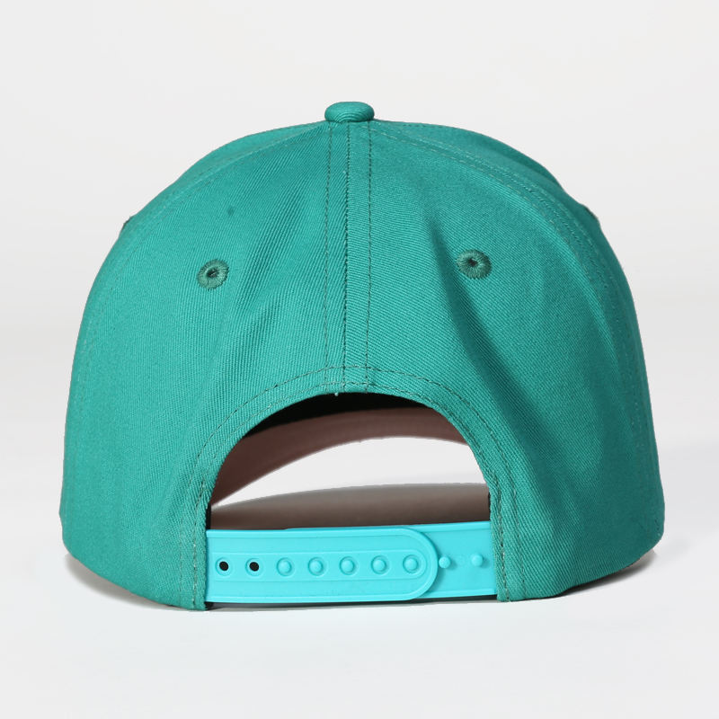 Teal Structured Six-Panel Cap with Layered Puff Letter Embroidery