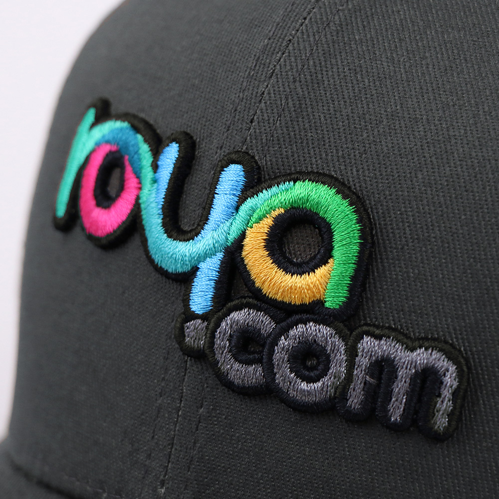 Dark Gray Multicolor Logo Embroidered Six-Panel Baseball Cap