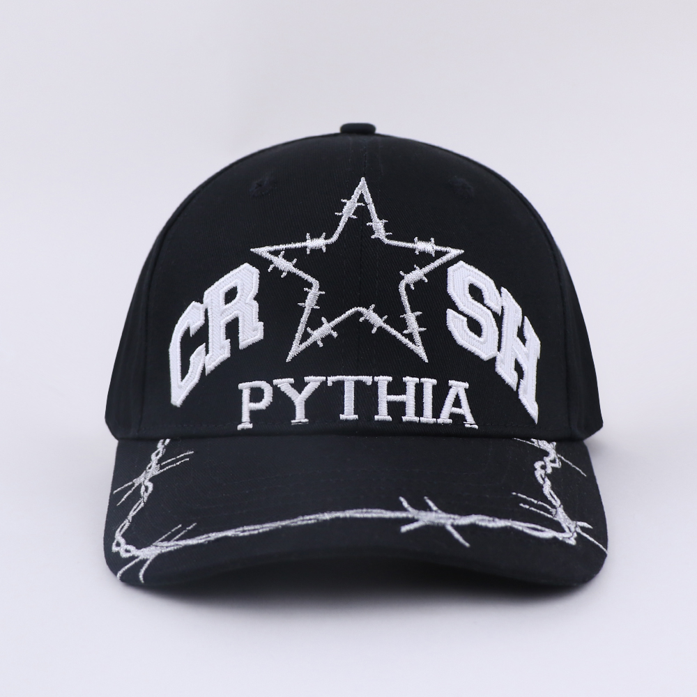 Black Pythia Barbed Star Gothic Embroidered 6-Panel Cap