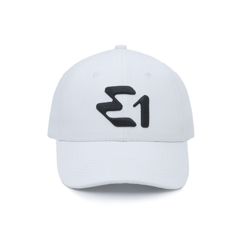 Monochrome Structured Six-Panel Caps with Raised Front Emblem