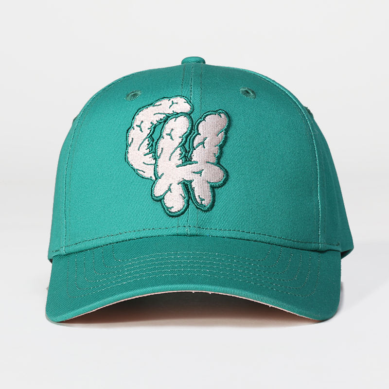 Teal Structured Six-Panel Cap with Layered Puff Letter Embroidery