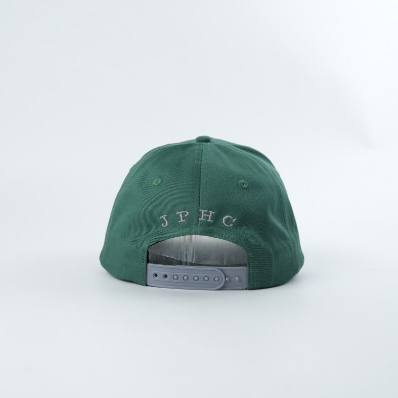 Green Structured Baseball Cap with White Gothic Thorn Embroidery