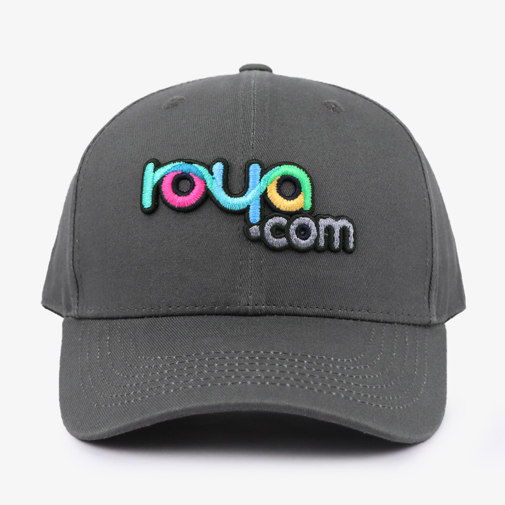 Dark Gray Multicolor Logo Embroidered Six-Panel Baseball Cap