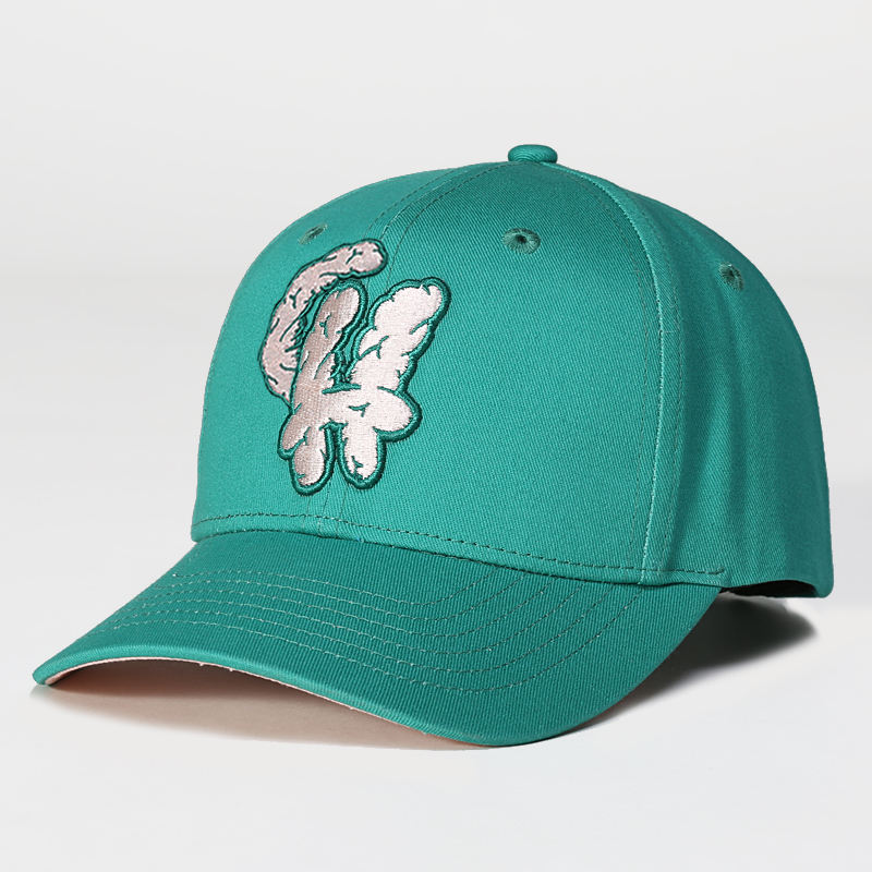 Teal Structured Six-Panel Cap with Layered Puff Letter Embroidery