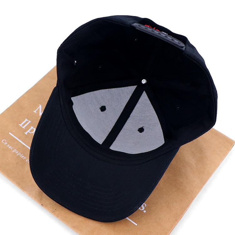 Black Motivational Cartoon Embroidered 6 Panel Baseball Cap