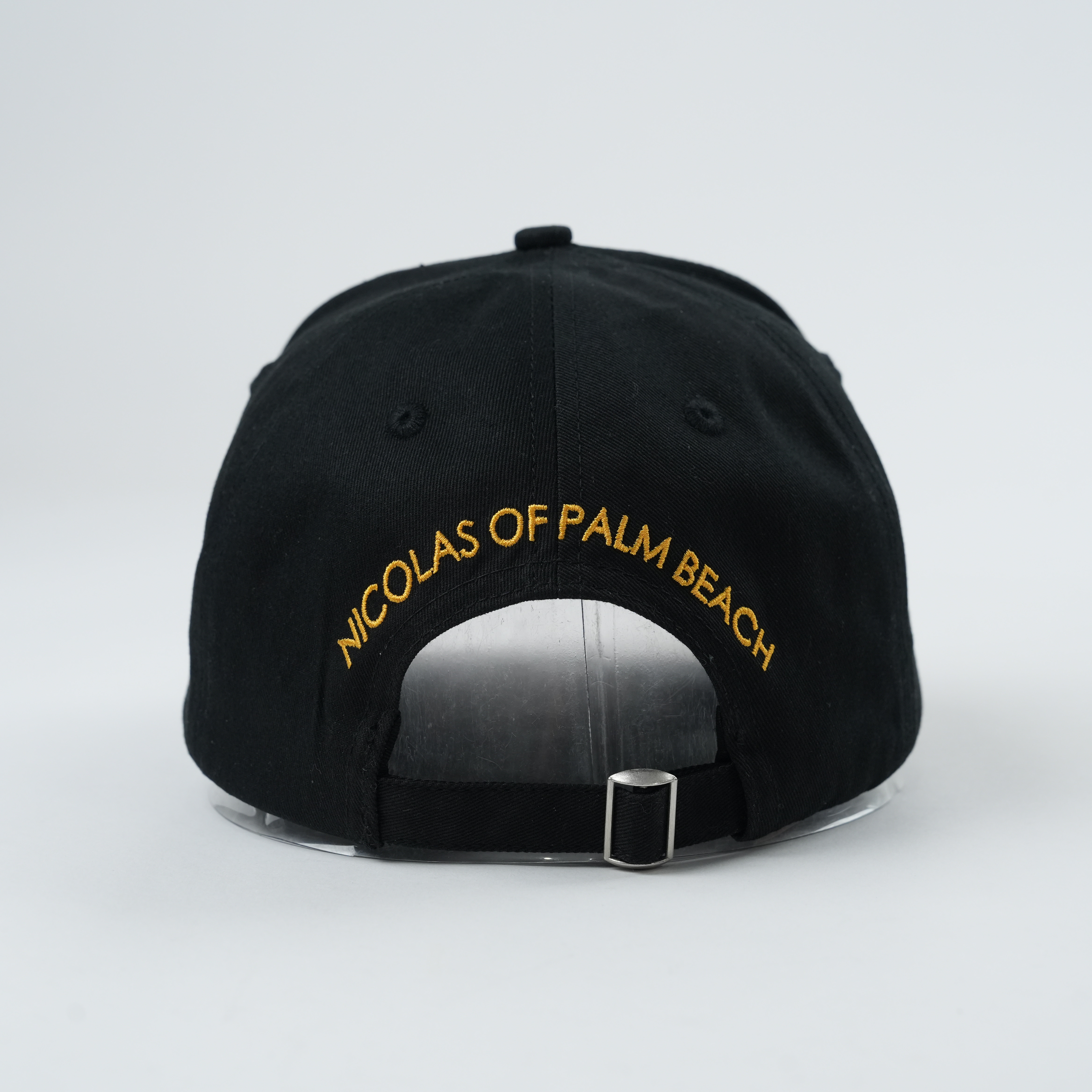 Black and White Structured Cotton Caps with Gold Fish Emblem