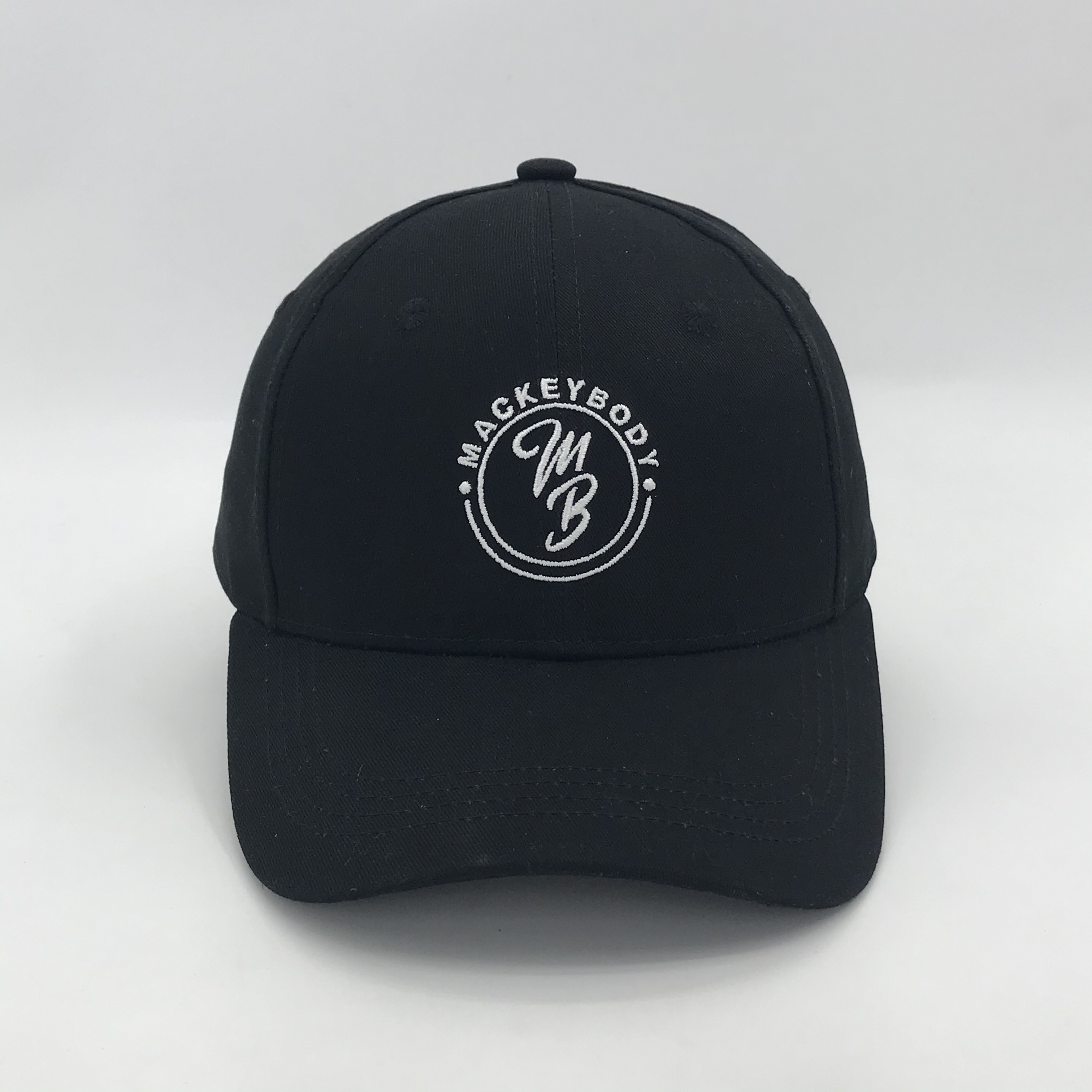 Lavender and Black 6 Panel Cotton Baseball Caps with Circular MB Embroidered Logo