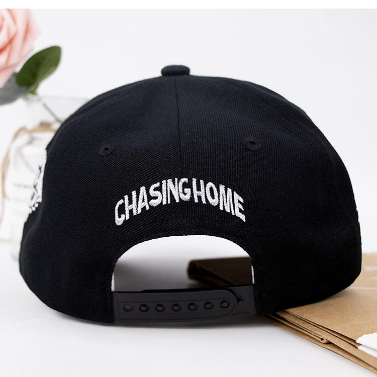 Black Gothic B Side Slogan Embroidered Structured Baseball Cap
