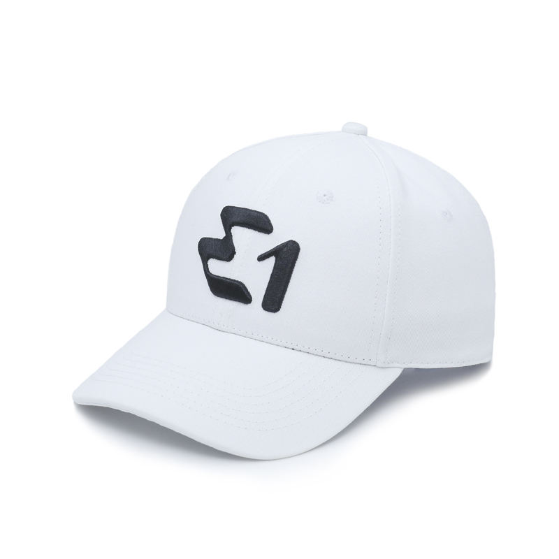 Monochrome Structured Six-Panel Caps with Raised Front Emblem
