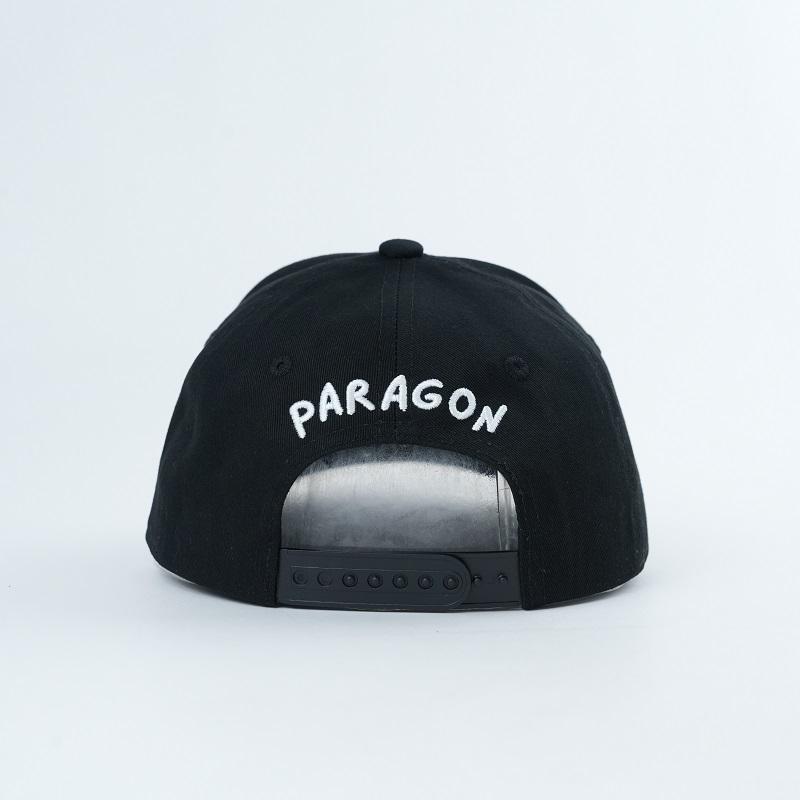 Black Structured Six-Panel Baseball Cap with White Ghost Embroidery