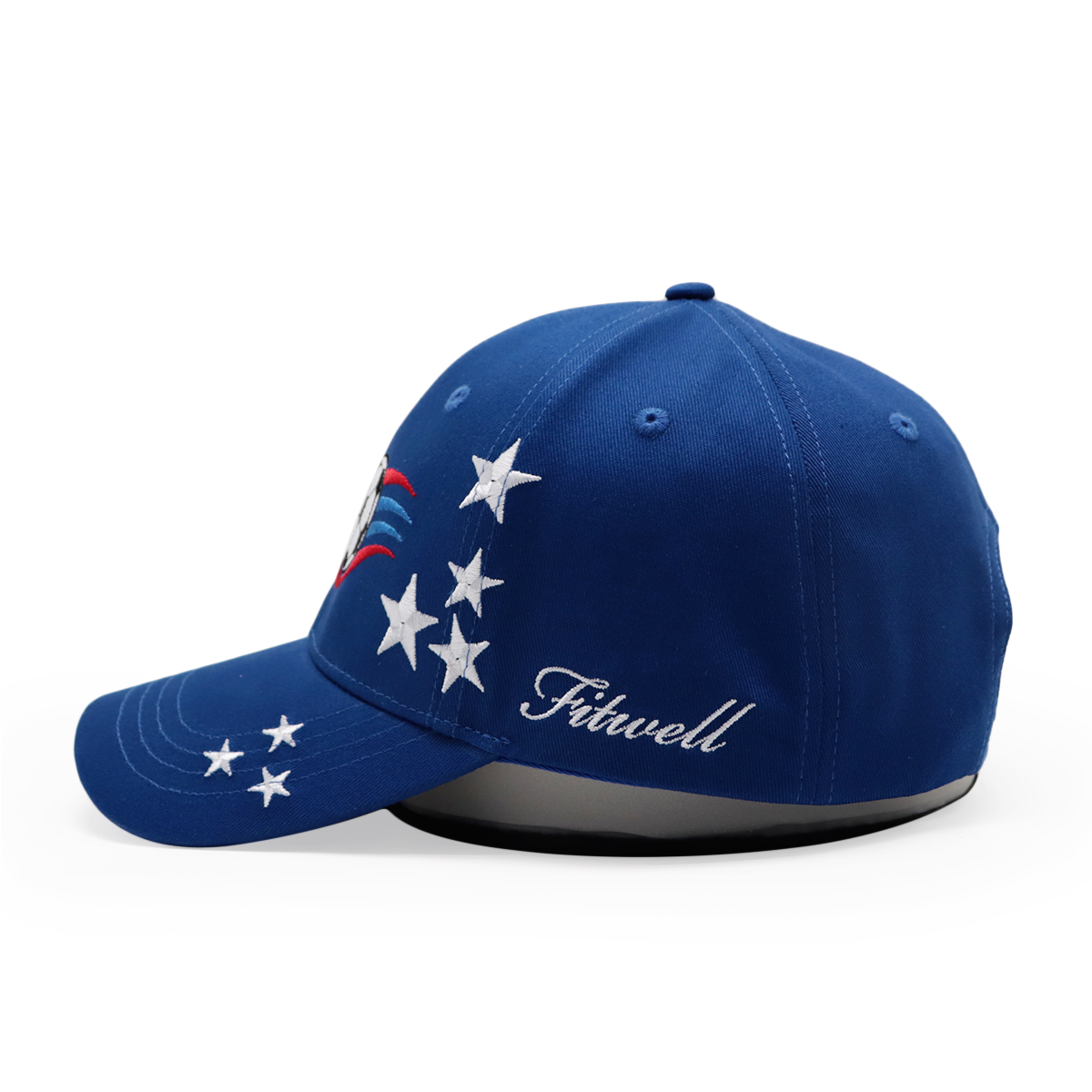 Blue Soccer Embroidered Baseball Cap with Curved Visor