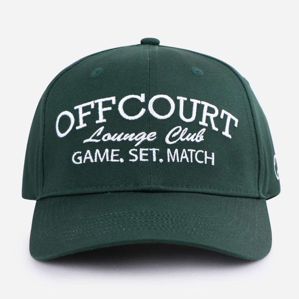 Forest Green Offcourt Lounge Club Tennis Slogan Embroidered 6-Panel Cap