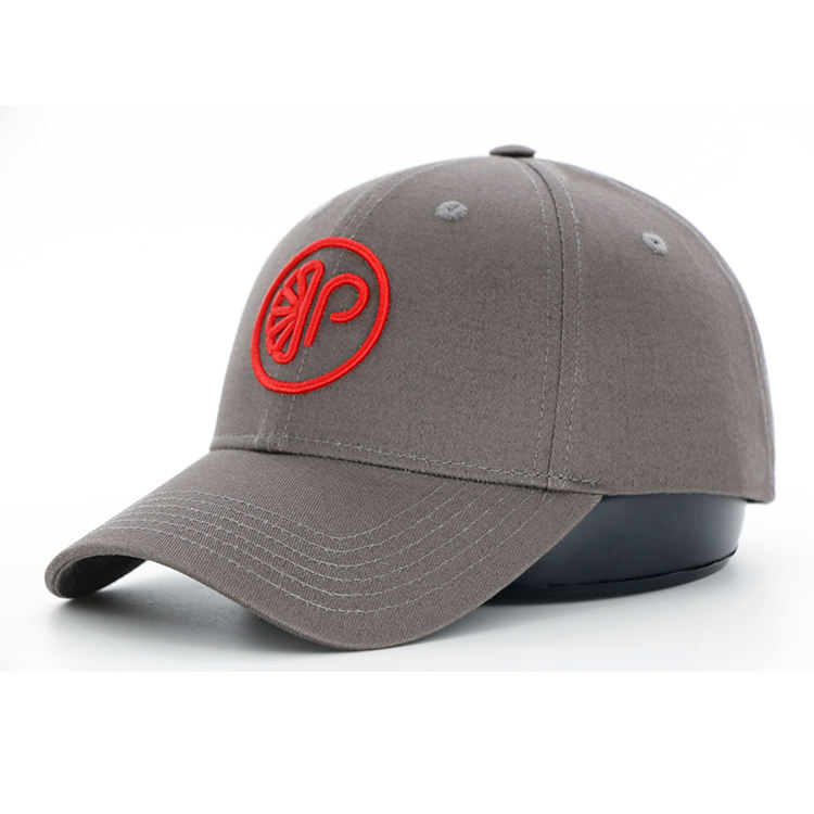 Gray Red Circular Monogram Embroidered Structured Baseball Cap