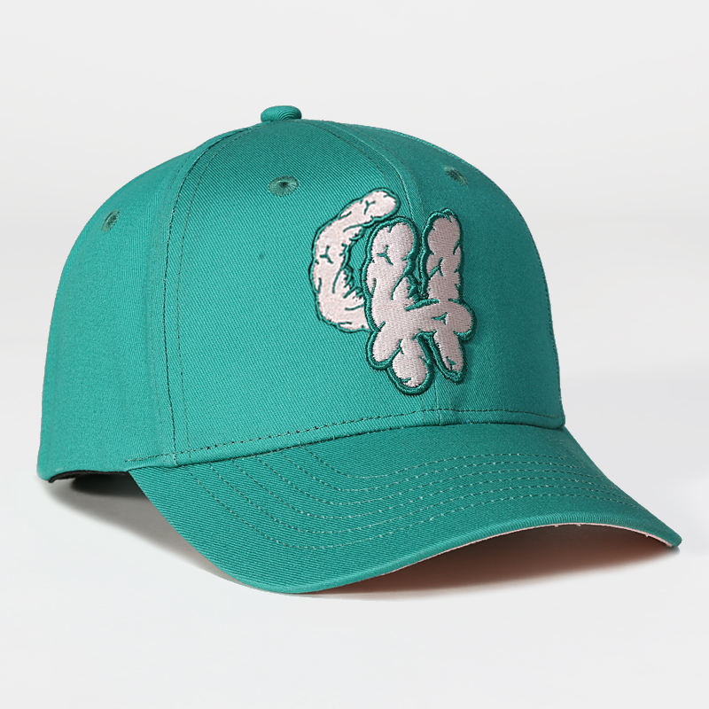 Teal Structured Six-Panel Cap with Layered Puff Letter Embroidery