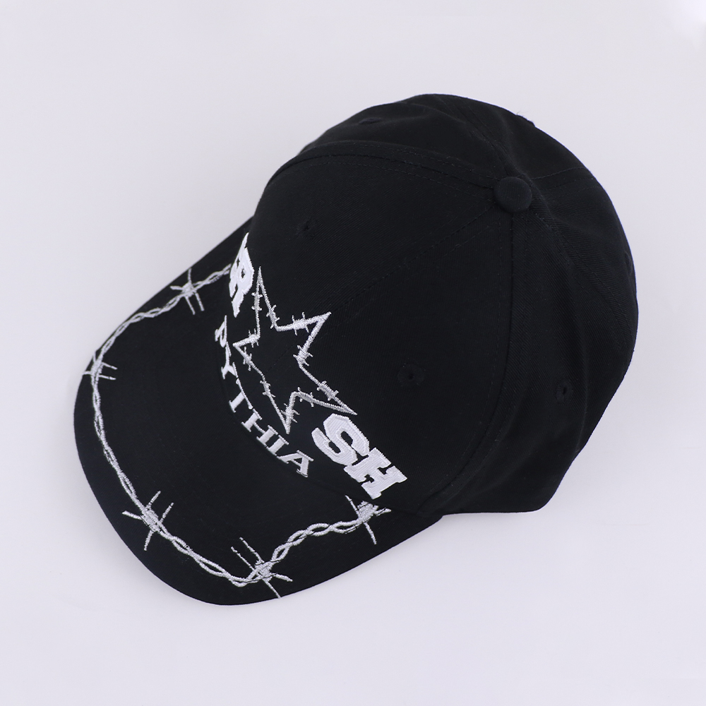 Black Pythia Barbed Star Gothic Embroidered 6-Panel Cap