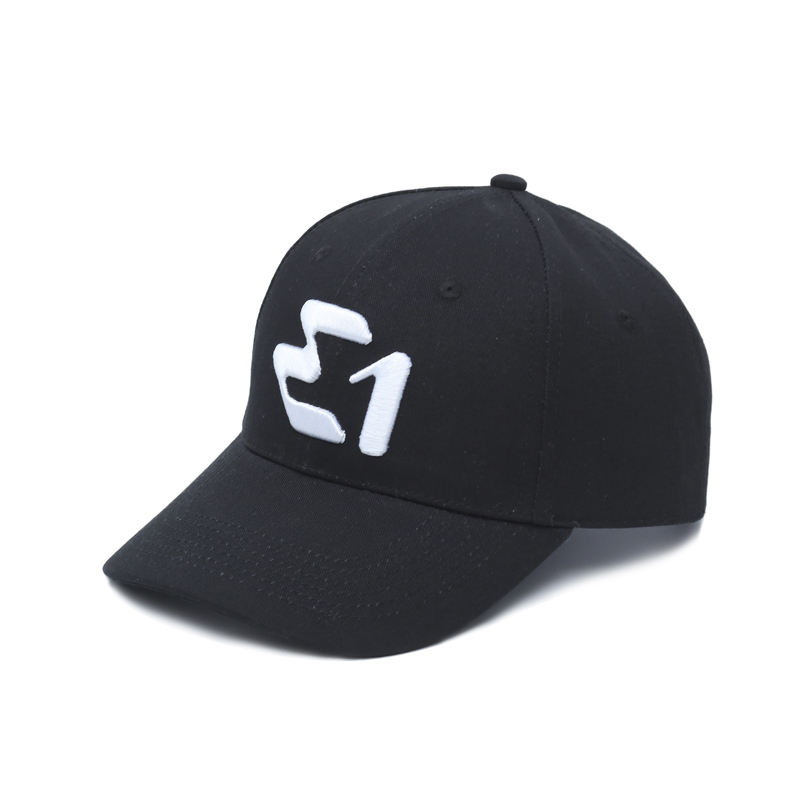 Monochrome Structured Six-Panel Caps with Raised Front Emblem