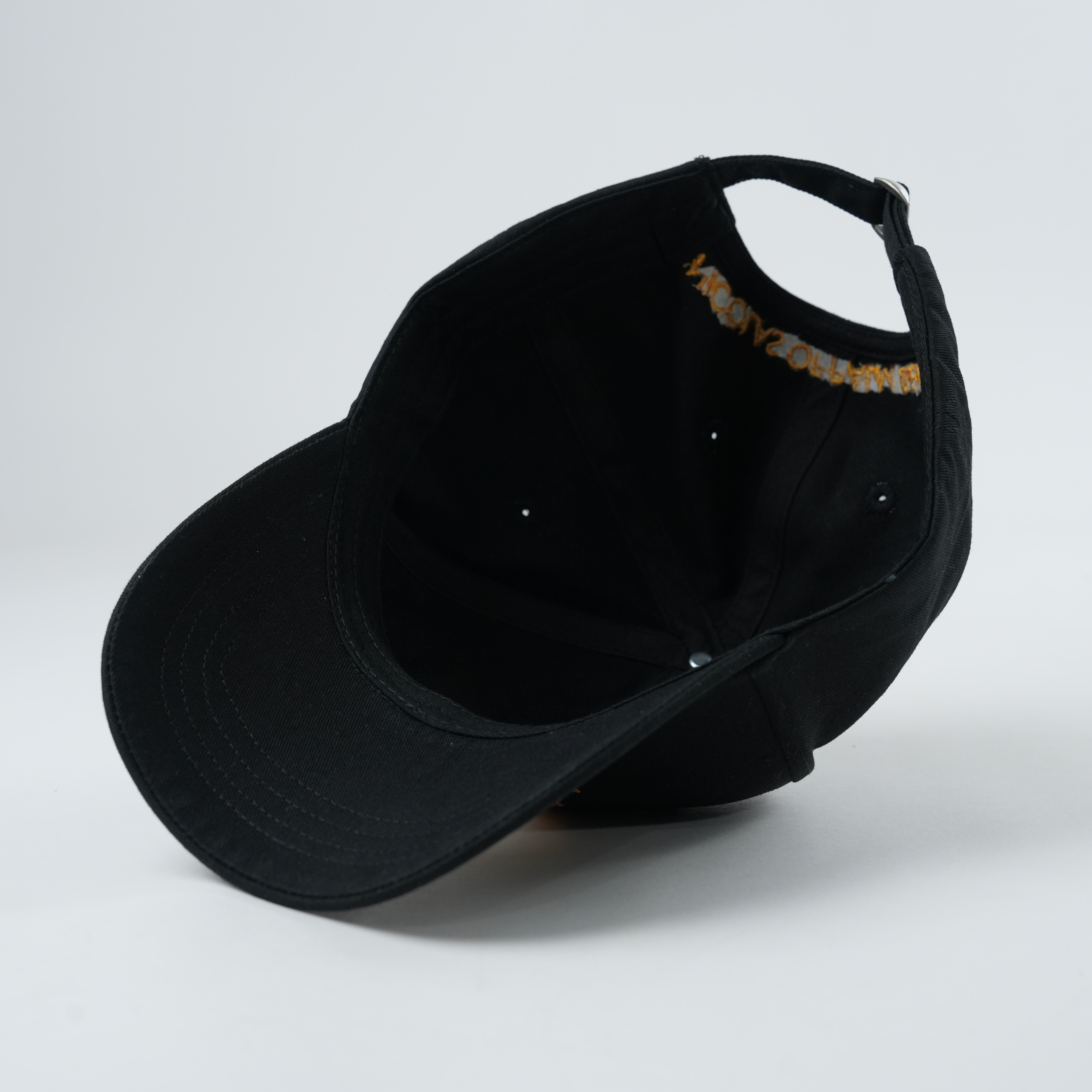 Black and White Structured Cotton Caps with Gold Fish Emblem