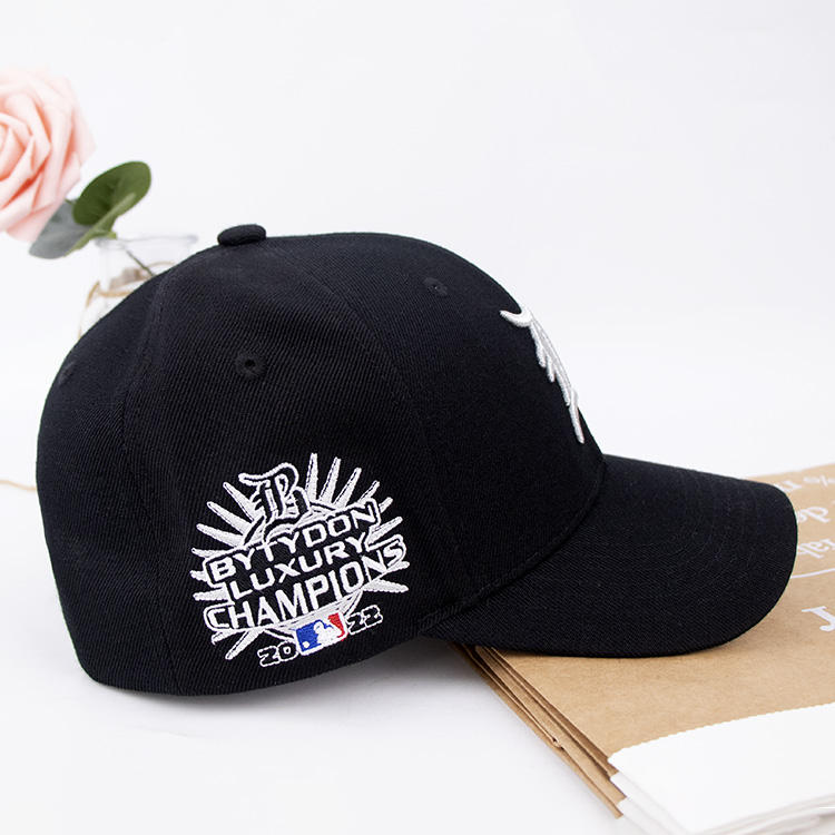 Black Gothic B Side Slogan Embroidered Structured Baseball Cap
