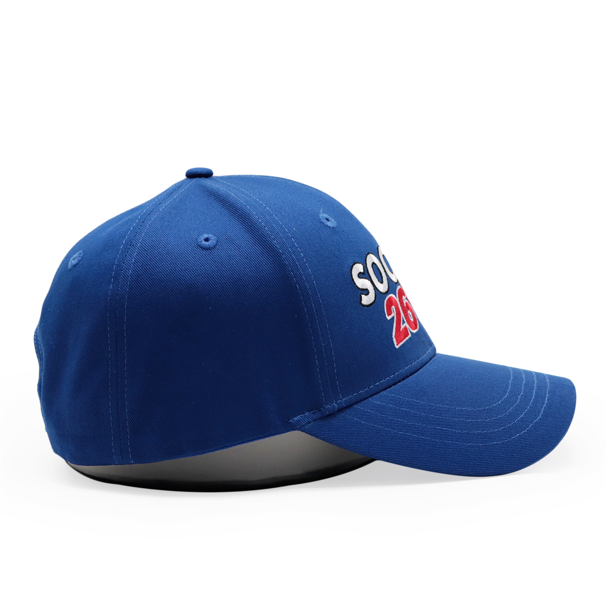 Blue Soccer Embroidered Baseball Cap with Curved Visor