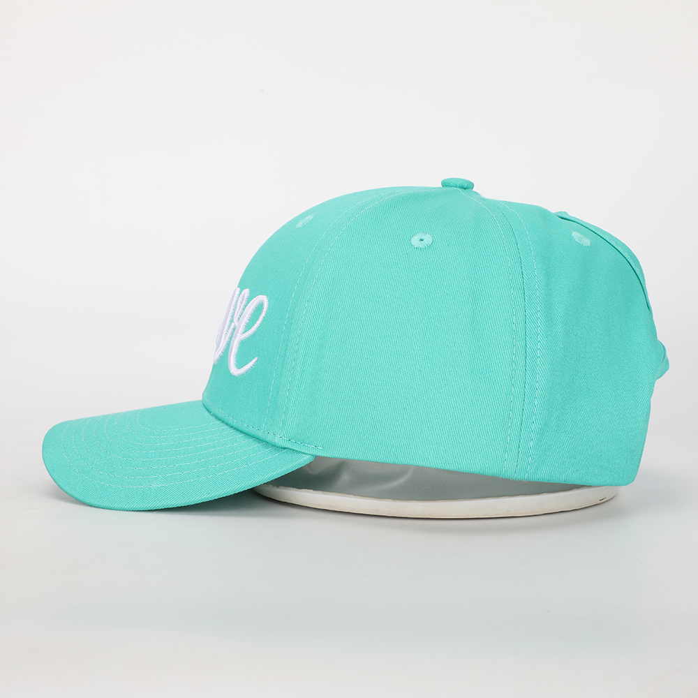 Mint Green 6-Panel Baseball Cap with White Paw Print LOVE Embroidery – Structured Curved Brim Hat