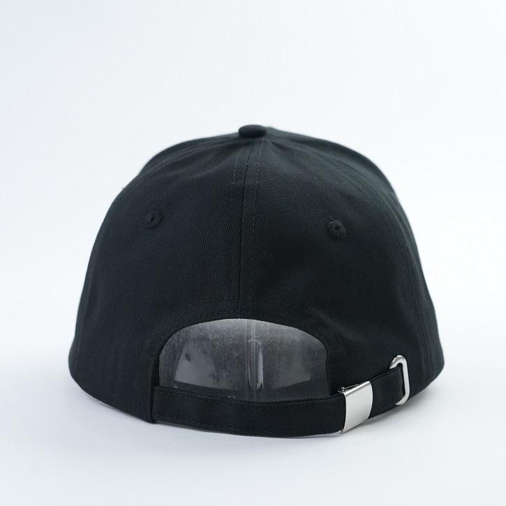 Black Six-Panel Baseball Cap with White Interlocking Monogram
