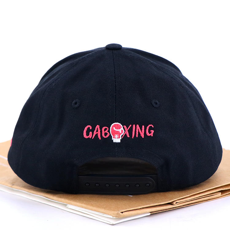 Black Motivational Cartoon Embroidered 6 Panel Baseball Cap