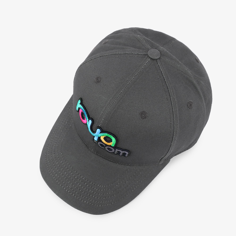 Dark Gray Multicolor Logo Embroidered Six-Panel Baseball Cap