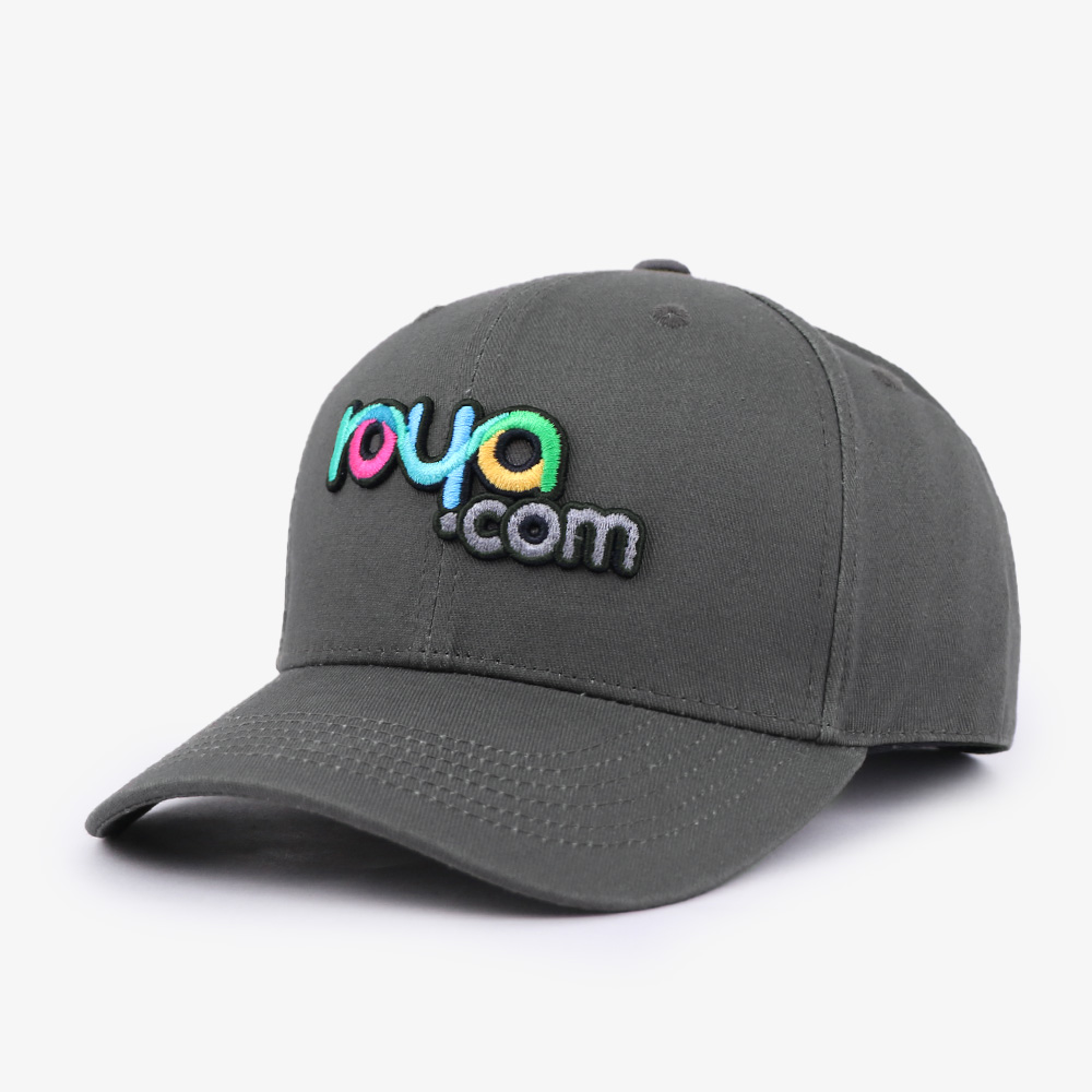 Dark Gray Multicolor Logo Embroidered Six-Panel Baseball Cap