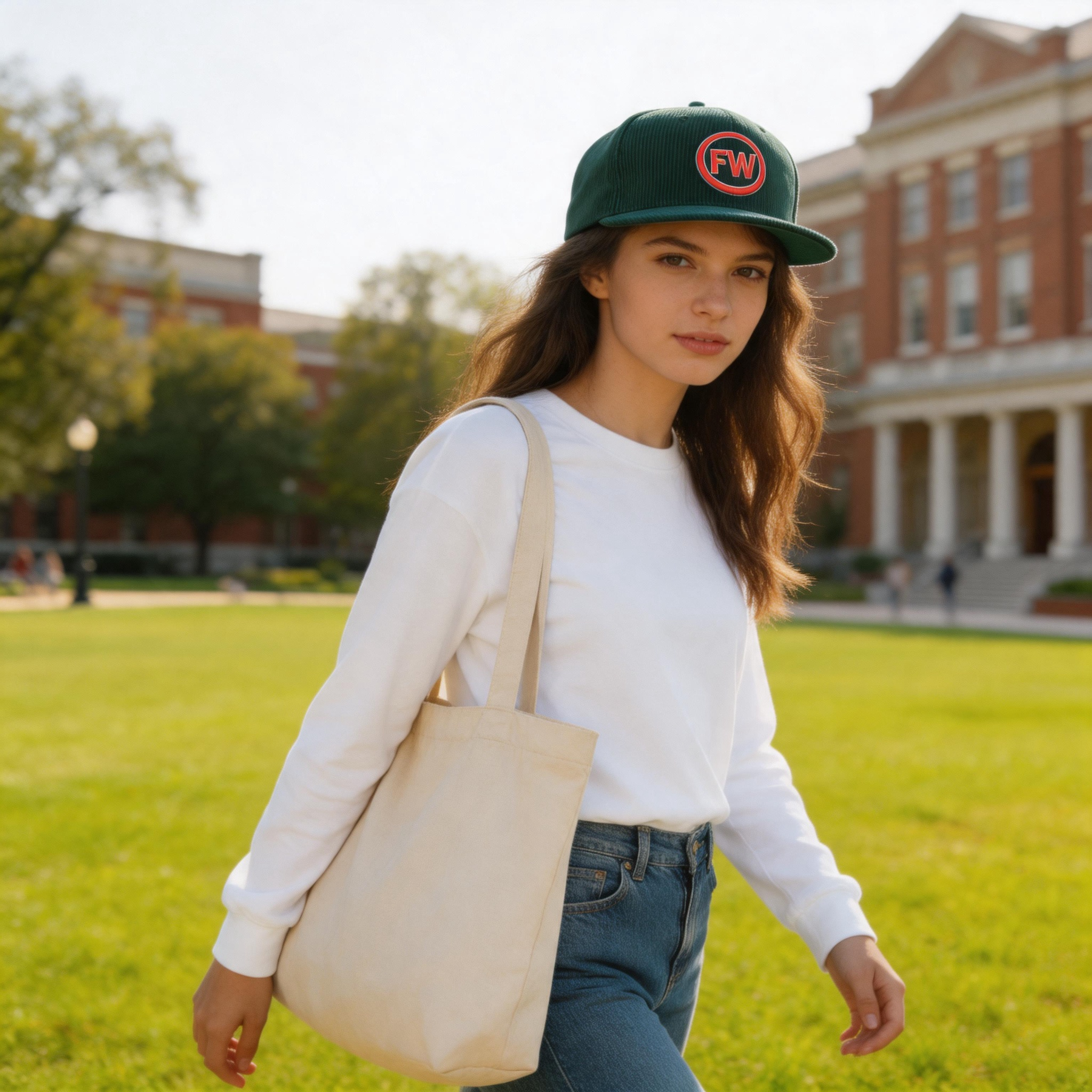 Colorful Corduroy Snapback Cap with Embroidered Circle M Logo