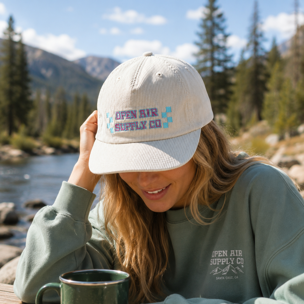 Ivory OPEN AIR SUPPLY CO Corduroy Five-Panel Flat-Brim Snapback Cap