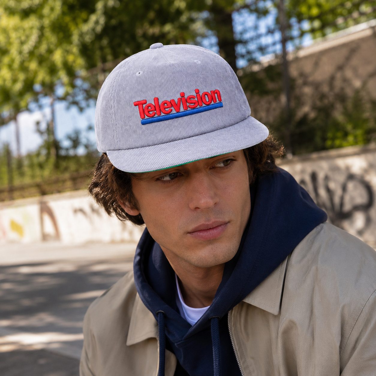 Light Gray Corduroy Embroidered Soft-Front Snapback Cap