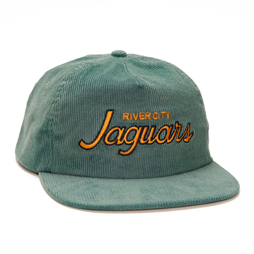 Green Corduroy Snapback Cap with Jaguars Embroidered Logo