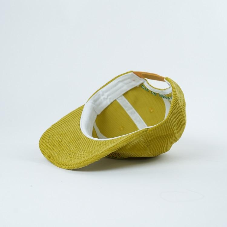 Mustard Yellow Corduroy Five-Panel Cap with Front Embroidered Lettering