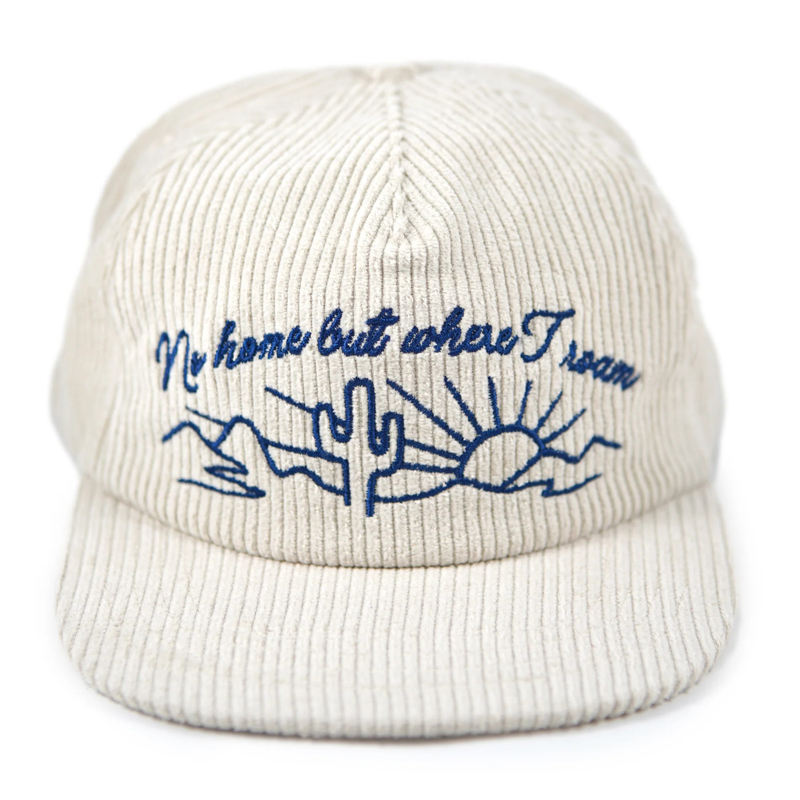 Desert Roam Embroidered Corduroy Five-Panel Snapback Cap