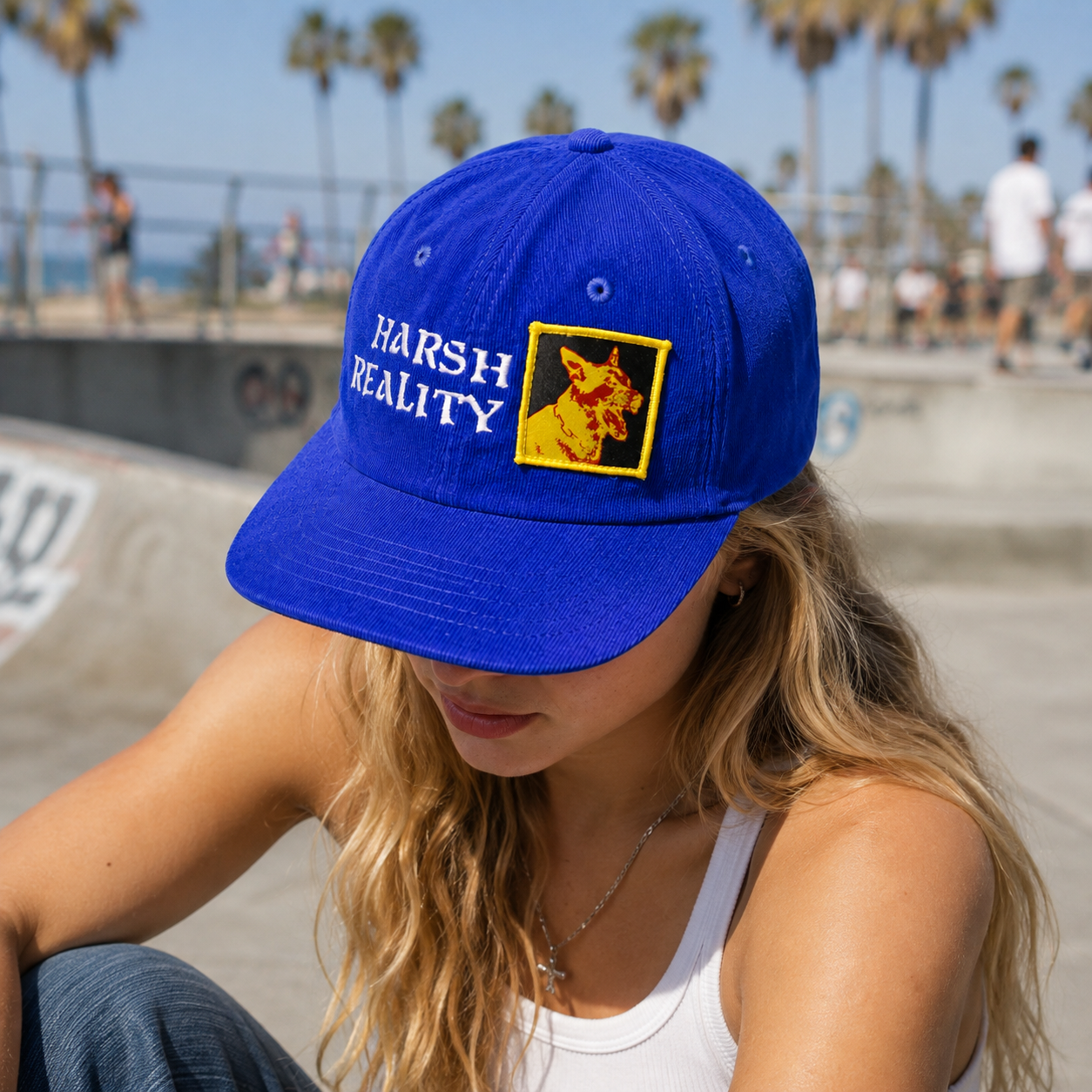 Royal Blue Corduroy Harsh Reality Dog Patch 5-Panel Snapback Cap