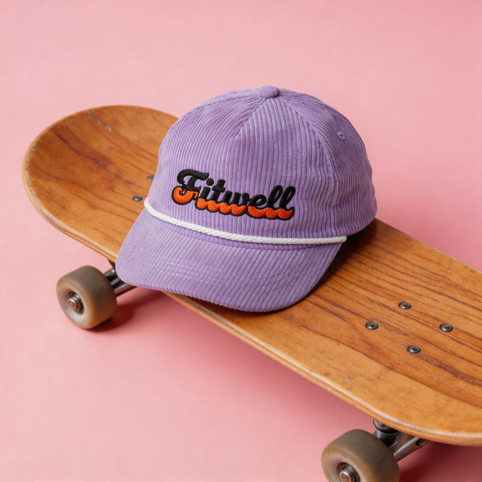 Purple Corduroy Snapback Cap with Chasing Sunsets Embroidered Logo