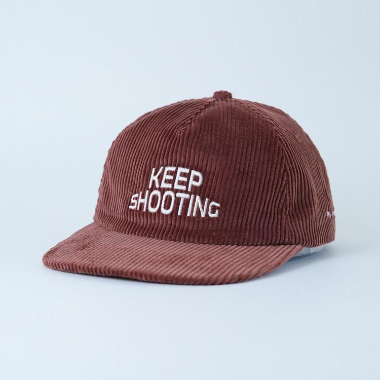 Vintage Corduroy Snapback Cap with Embroidered Keep Shooting Logo