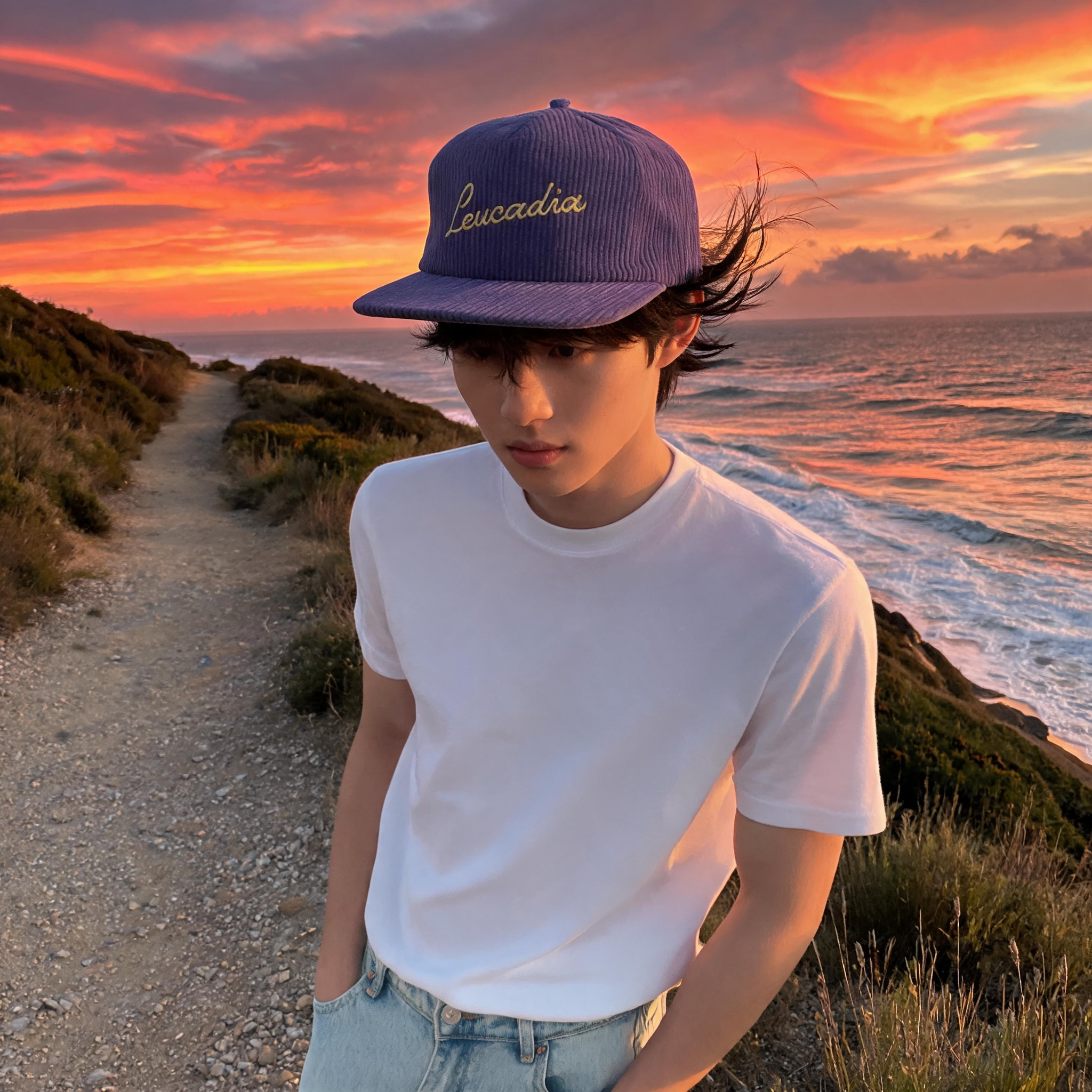 Purple Corduroy Snapback Cap with Embroidered Logo Soft Front 5 Panel Baseball Hat