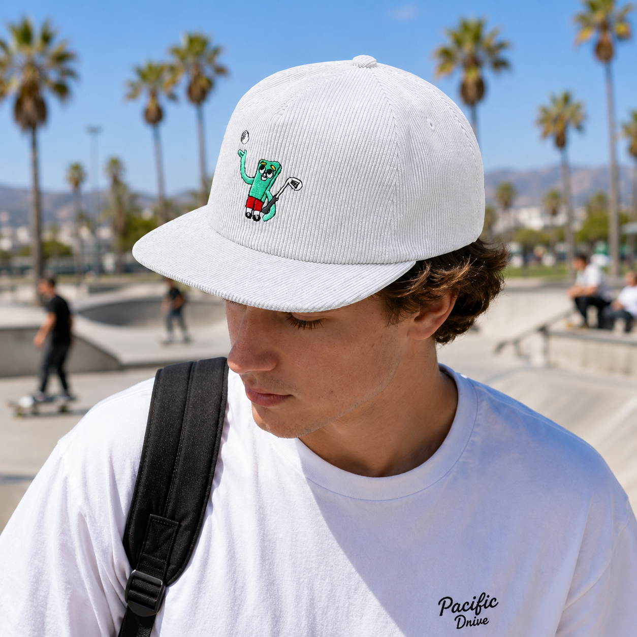 Golf Character Light Gray Corduroy Snapback Cap