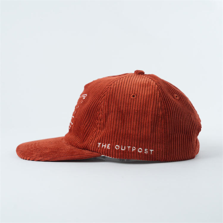 Black and Rust Corduroy Western Embroidered 5 Panel Caps