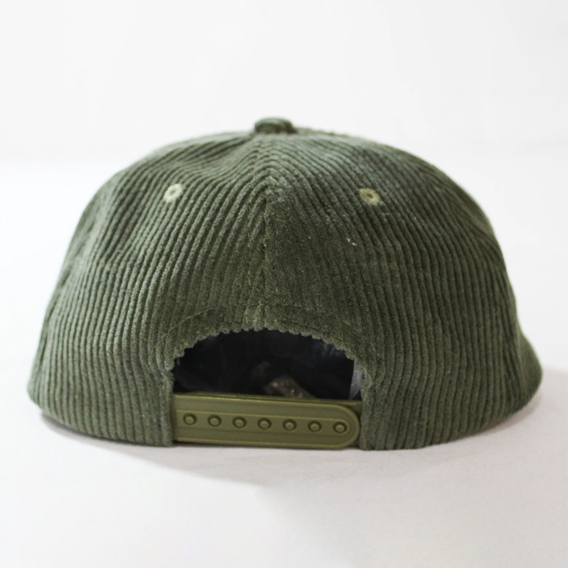 Vintage Olive Corduroy 5 Panel Cap with Embroidered Good Days Logo