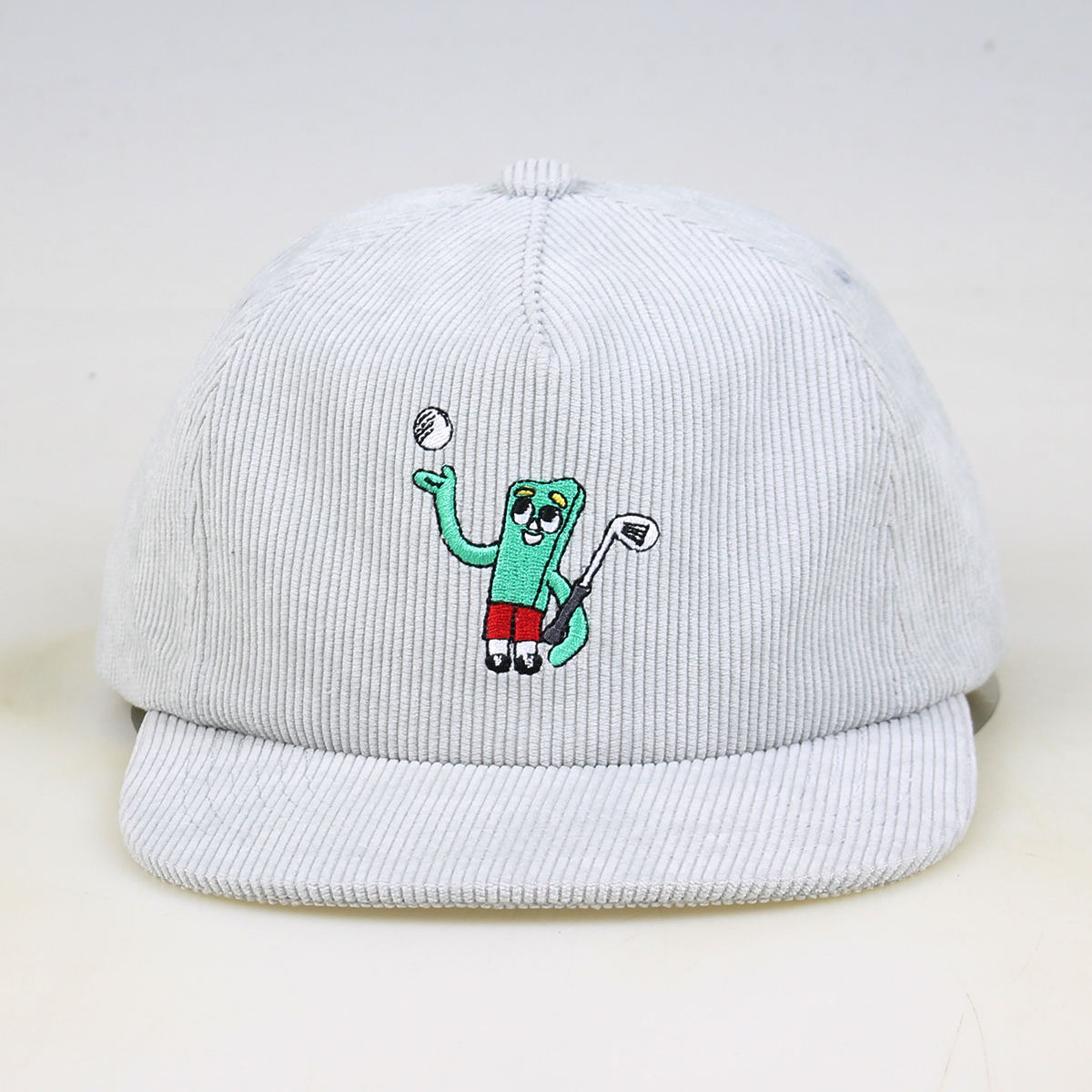 Golf Character Light Gray Corduroy Snapback Cap