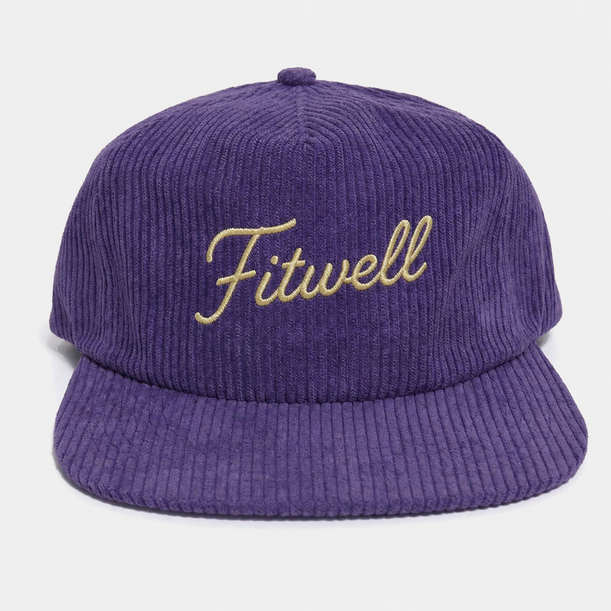 Purple Corduroy Snapback Cap with Embroidered Logo Soft Front 5 Panel Baseball Hat