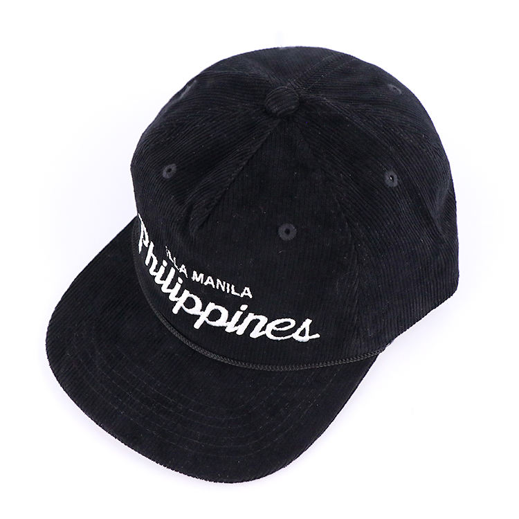 Black ILLA MANILA Philippines Corduroy Rope Snapback Cap