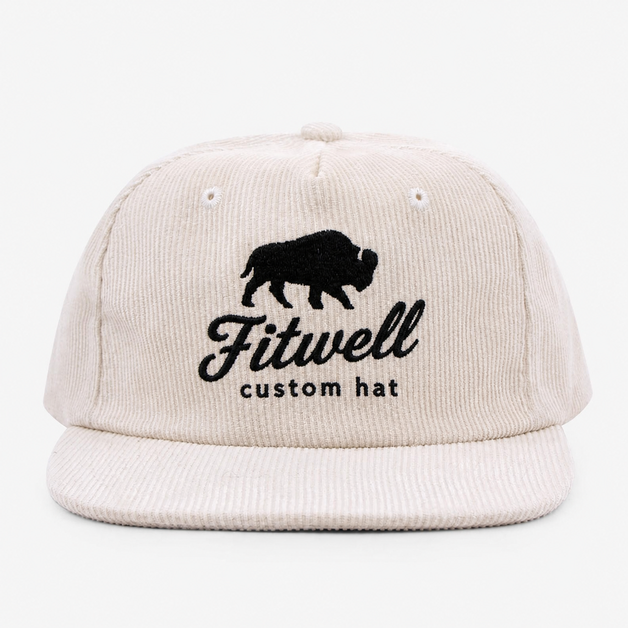 Ivory Midwest Bison Embroidered Corduroy Snapback Cap